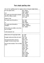 English Worksheet: Past Simple Spelling Rules