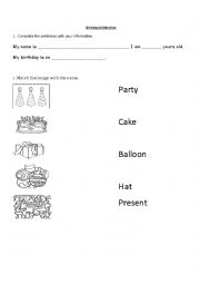 English Worksheet: Birthday Celebration 