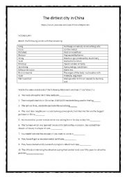 English Worksheet: The dirtiest city in China