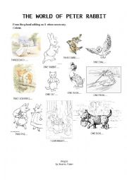 English Worksheet: Plurals and animals with Peter Rabbit by Beatrix Potter