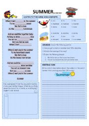 English Worksheet: SUMMER SONG CALVIN HARRIS