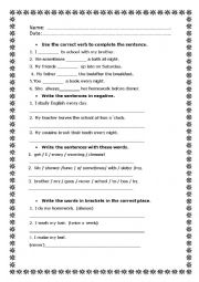 English Worksheet: daily routines test