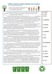 English Worksheet: Recycling Article FCE Word transformation Practice and Debate