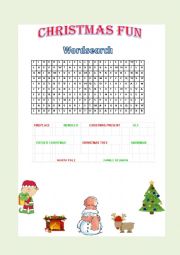 English Worksheet: Christmas Wordsearch