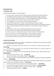 English Worksheet: Speaking questionnaire Intermediate