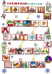 English Worksheet: Christmas Board Game elementary