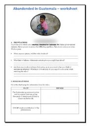 English Worksheet: ABANDONED IN GUATEMALA - video worksheet