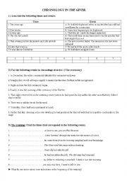 English Worksheet: Chronology in The Giver