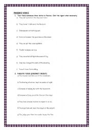 English Worksheet: PASSIVE VOICE