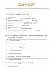 Modals worksheet