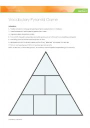 English Worksheet: Vocabulary Pyramid Game