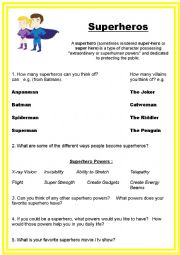 English Worksheet: Superheros