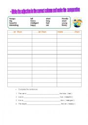 English Worksheet: comparatives