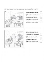 English Worksheet: place of prepositions