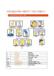 Vocabulary list family simpsons family tree