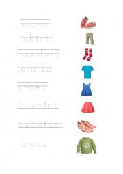 Clothing tracing & matching worksheet