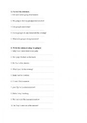 English Worksheet: Be going to do sth