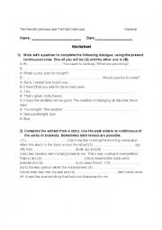 English Worksheet: Present continuous & past continuous worksheet