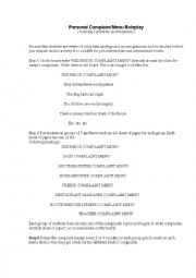 English Worksheet: Complaints_roleplay