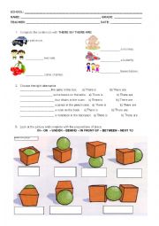 English Worksheet: There is there are and prepositions