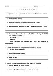 English Worksheet: Alice in Wonderland