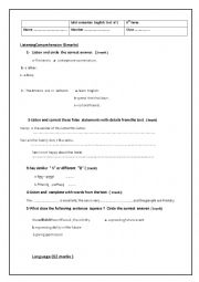 English Worksheet: 8th form  tunisian college