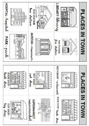 English Worksheet: PLACES IN TOWN FLASHCARDS