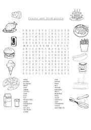 English Worksheet: Food Puzzle
