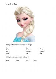 English Worksheet: Face parts Elsa