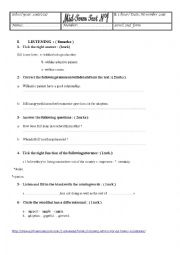 English Worksheet: mid term test n 1 2nd form