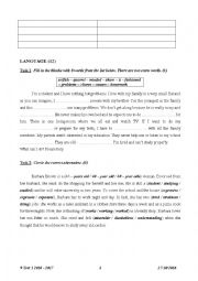 English Worksheet: 9 Test 1 2016-2017