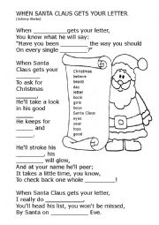 English Worksheet: When Santa Claus gets your letter