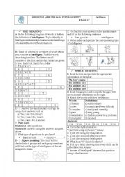 English Worksheet: Intelligence Lesson 8: Are we all intelligent?