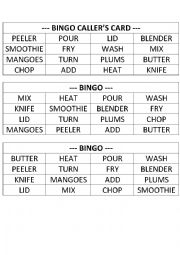 Cooking Bingo