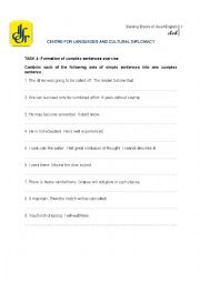 English Worksheet: Complex Sentences