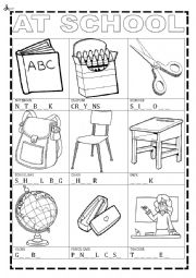 English Worksheet: AT SCHOOL