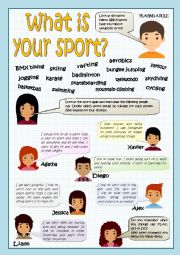 English Worksheet: WHAT IS YOUR SPORT?