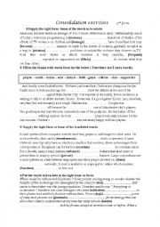 English Worksheet: consolidation Exercises