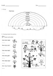 English Worksheet: colours and numbers