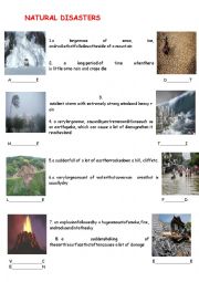 English Worksheet: NATURAL DISASTERS+KEY