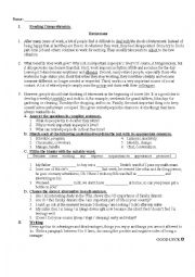 English Worksheet: reading and comprehension questions