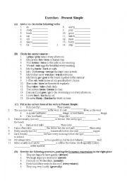 English Worksheet: present simple exercises