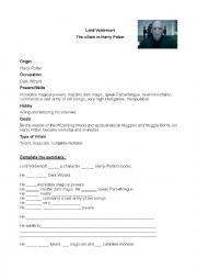 English Worksheet: Lord_Voldemort in Harry Potter