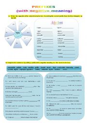 English Worksheet: prefixes with negative meaning