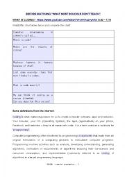 English Worksheet: WHAT IS CODING?