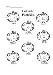 English Worksheet: Colourful Pumpkins