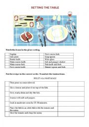 English Worksheet: Tourism - setting the table