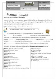 English Worksheet: mid semester test n1