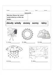 English Worksheet: The Weather - Fill in the blanks