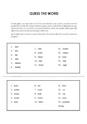 English Worksheet: Guess the Word